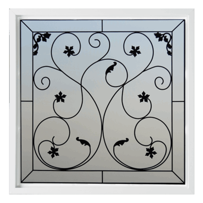 Wrought Iron Decorative Glass New Construction Window